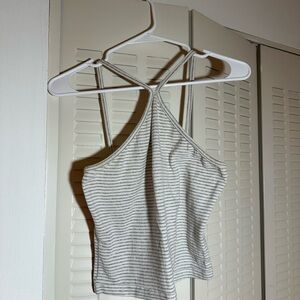 Brandy Melville Striped Halter Neck Top - Gray